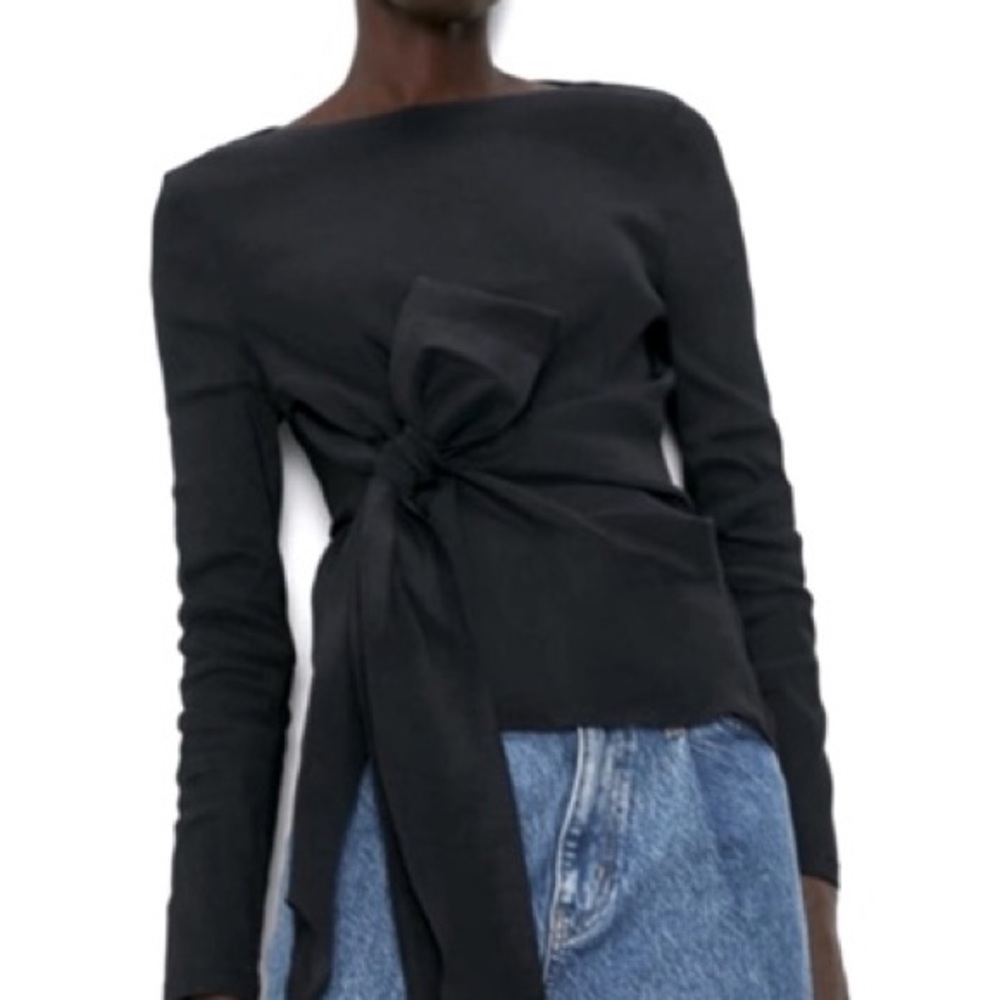 Zara Wrap Front Long Sleeve Top